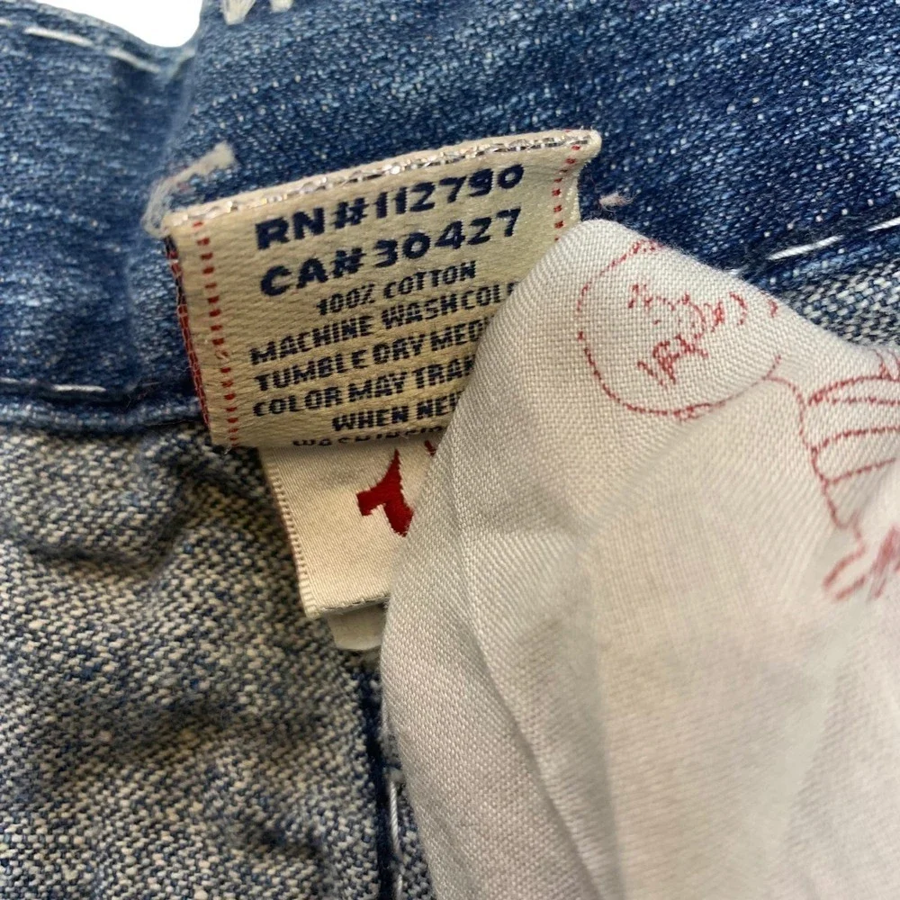 True‎ Religion Joey Super T Blue Jeans White Contrast Stitch Mens 32 Made in USA